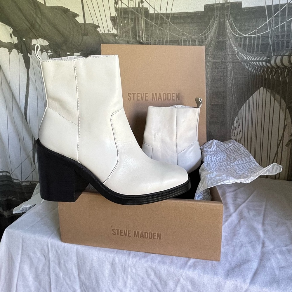 steve madden lina leather boots in bone 🦴